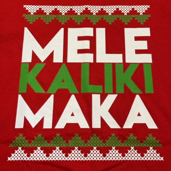 Gildan Hawaiian Mele Kaliki Maka Merry Christmas T-shirt Size Small NEW - Picture 4 of 7